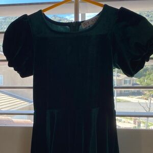 Ivy City Co Emerald Velvet Kids Dress